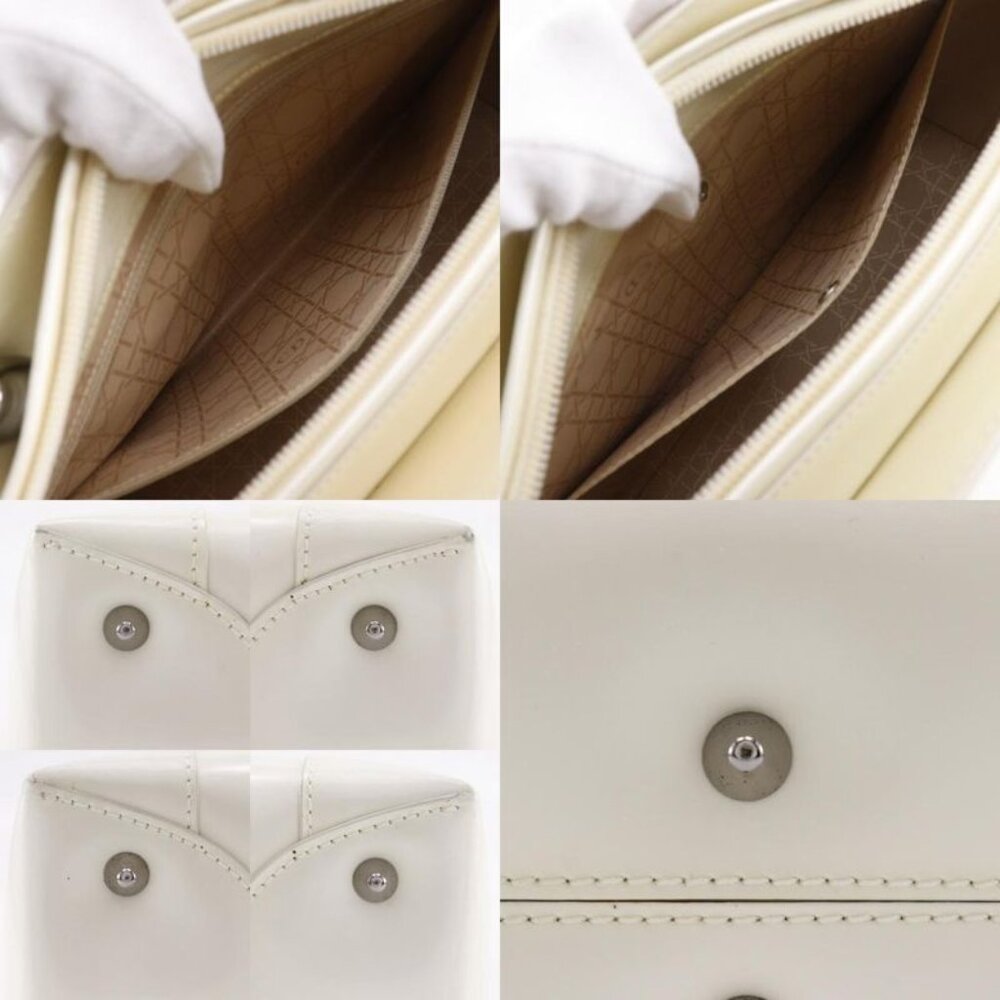 Christian Dior Maris Pearl 2-Way Shoulder Patent Leather Off White - Picture 7 of 10
